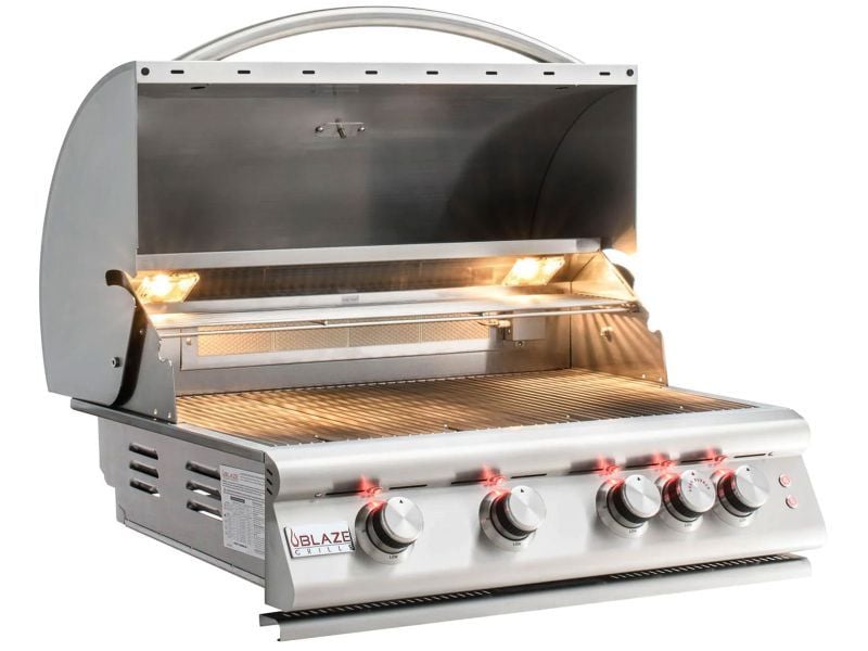 Blaze Premium LTE 32-Inch 4-Burner Built-In Gas Grill With Rear Infrared Burner & Grill Lights