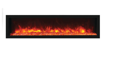 Deep Indoor or Outdoor Built-In Electric Fireplaces with Black Steel Surround