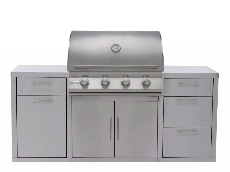 Blaze 6 Ft BBQ Island with 32-Inch LBM Series 4-Burner Gas Grill in Stainless Steel