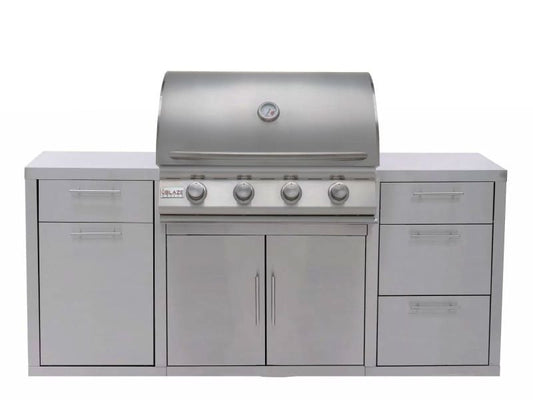 Blaze 6 Ft BBQ Island with 32-Inch LBM Series 4-Burner Gas Grill in Stainless Steel