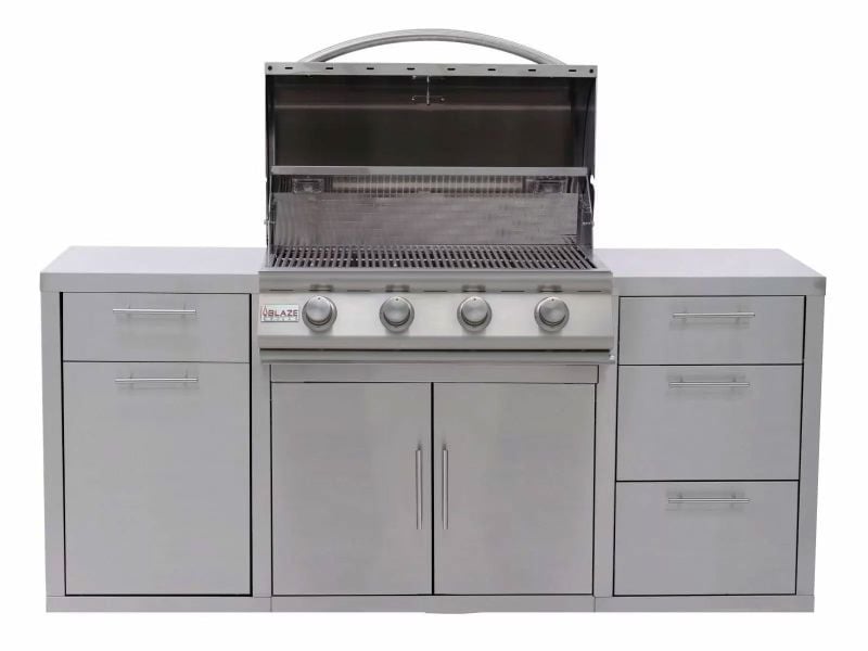 Blaze 6 Ft BBQ Island with 32-Inch LBM Series 4-Burner Gas Grill in Stainless Steel